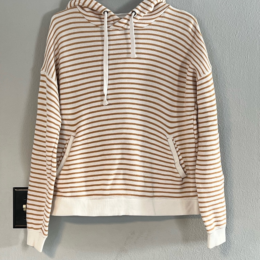 Roxy Striped Cream and Yellow Hoodie Sweatshirt